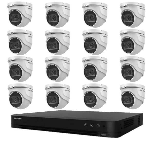 Système de surveillance 16 Caméras intérieures Hikvision 8MP 4 en 1 2.8mm, IR 30m, DVR 16 canaux 4K