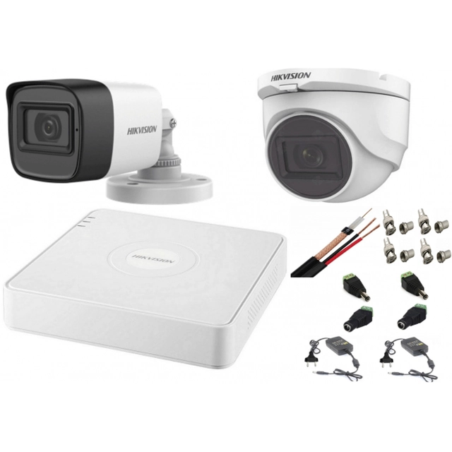 Système de surveillance audio-vidéo mixte Hikvision 2 Caméras Turbo HD 2MP DVR 4 canaux