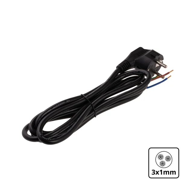 T-LED кабел със заземяване 2m 3x1mm2 Вариант: Черен