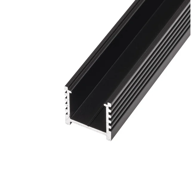 T-LED LED-Profil N12C - Wand schwarz Variante wählbar: Profil ohne Abdeckung 2m