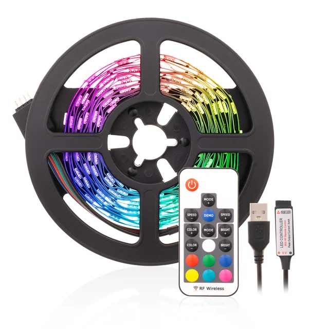 T-LED USB RGB LED-stripset 4m 20W Variant: USB RGB LED-stripset 4m 20W, Licht_kleur: RGB