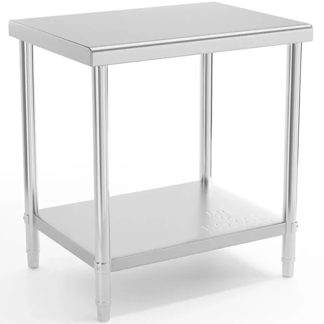 Table, central steel worktop with shelf 80 x 60 cm