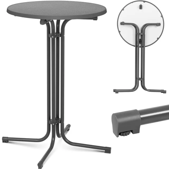 Table de bar ronde haute pliante diam. 70 cm h 110 cm gris