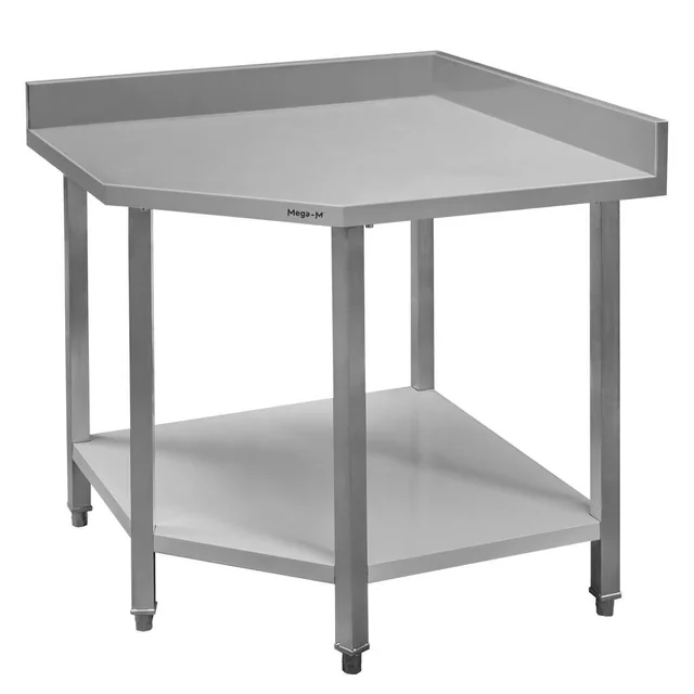 Table de Travail d'Angle Gastronomie avec Etagère 90x60x85cm Acier Inox