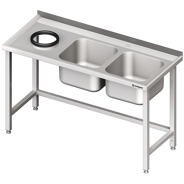 Table En Acier Inox Avec Évier Avec Trou 1700x600 2-Komory Stalgast Droit 981016170