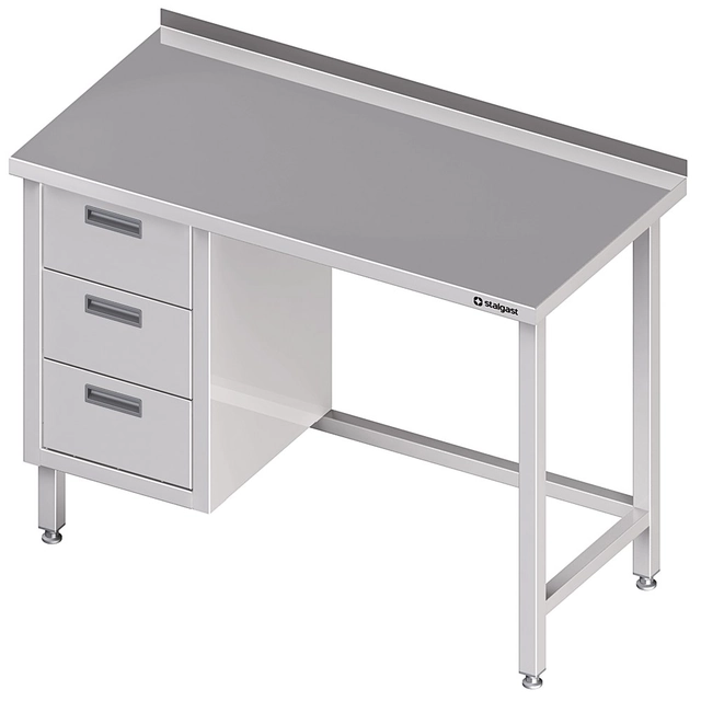 Table en acier inoxydable avec un bloc de trois tiroirs (L) 1300x600 Stalgast 980366130