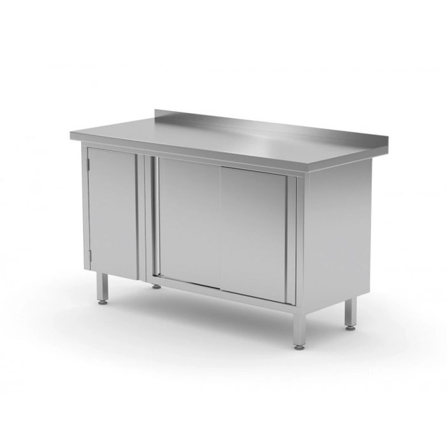 Table murale avec meuble et porte coulissante - porte battante côté gauche 1400 x 700 x 850 mm POLGAST 134147-L 134147-L