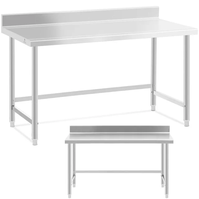 Table, stainless steel, wall-mounted worktop with edge 150x70cm