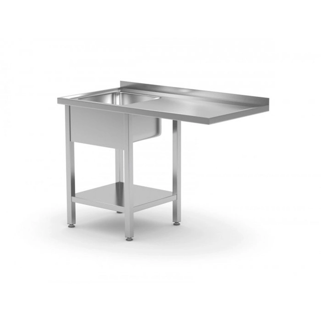 Table with a sink, shelf and space for a dishwasher or refrigerator - compartment on the left 1300 x 600 x 850 mm POLGAST 231136-L 231136-L