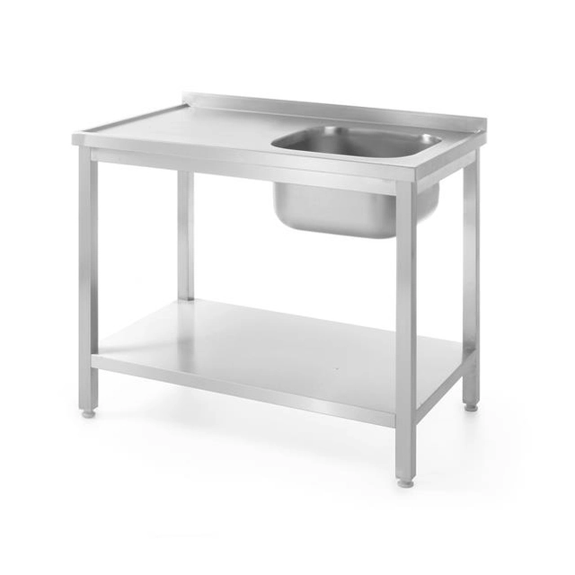 Table with one sink and shelf - right - screwed 811870