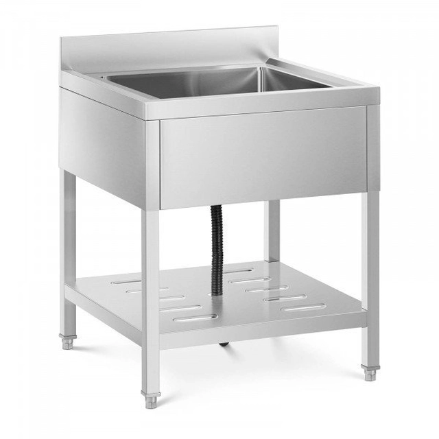 Table with sink - 1 chamber - shelf - rim ROYAL CATERING 10011683 RCSSS-70X70-S