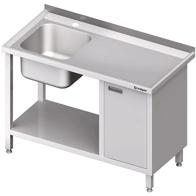 Table with sink 1-kom (L) with cabinet + shelf 120x60 | Stalgast