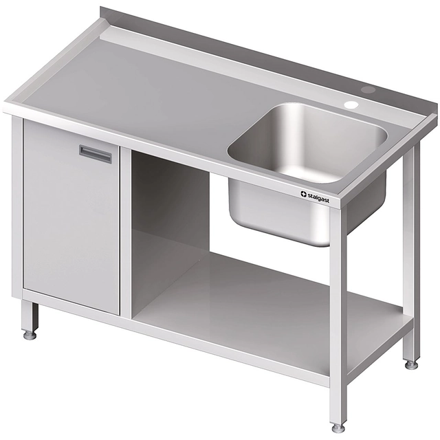 Table with sink 1-kom (P) with cabinet + shelf 100x70 | Stalgast