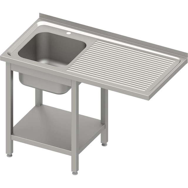 Table with sink 1-kom.(L) and space for a fridge or dishwasher 1200x600x900 mm screwed, embossed top | Stalgast