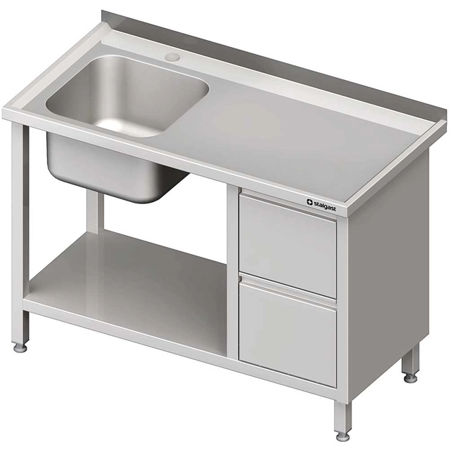 Table with sink 1-kom.(L), with two drawer block and shelf 1100x600x850 mm