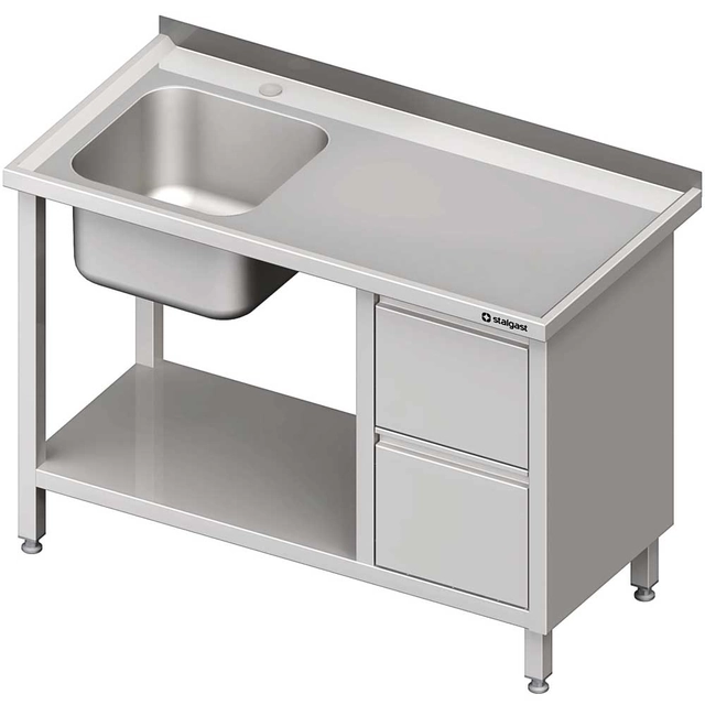 Table with sink 1-kom.(L), with two drawer block and shelf 1300x700x850 mm