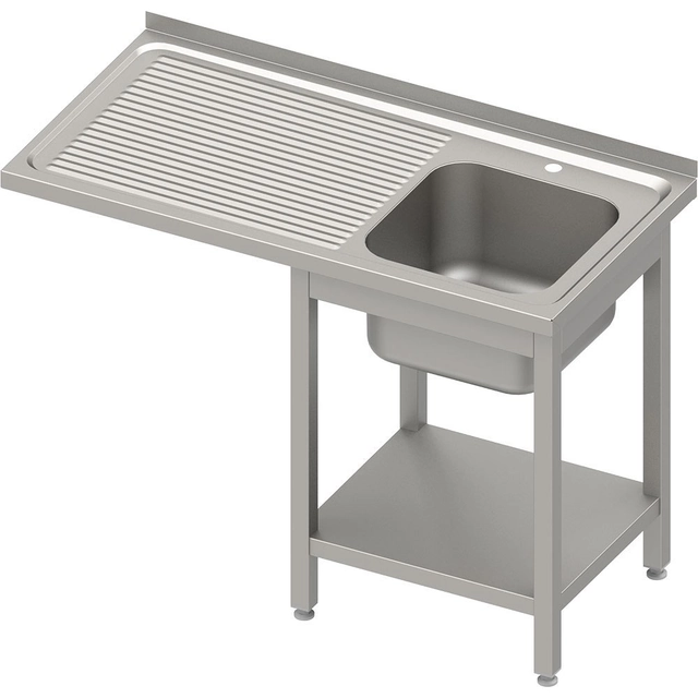 Table with sink 1-kom.(P) and space for a fridge or dishwasher 1200x600x900 mm screwed, embossed top | Stalgast