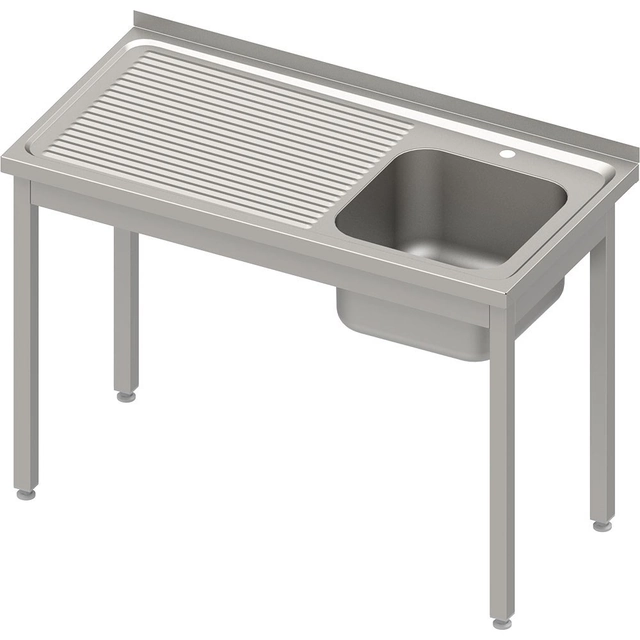 Table with sink 1-kom.(P), without shelf 1000x600x850 mm screwed, embossed top | Stalgast