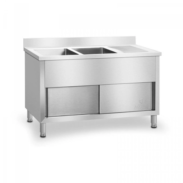 Table with sink - 2 chambers - ROYAL CATERING cabinet 10010409 RCHS-1400WS