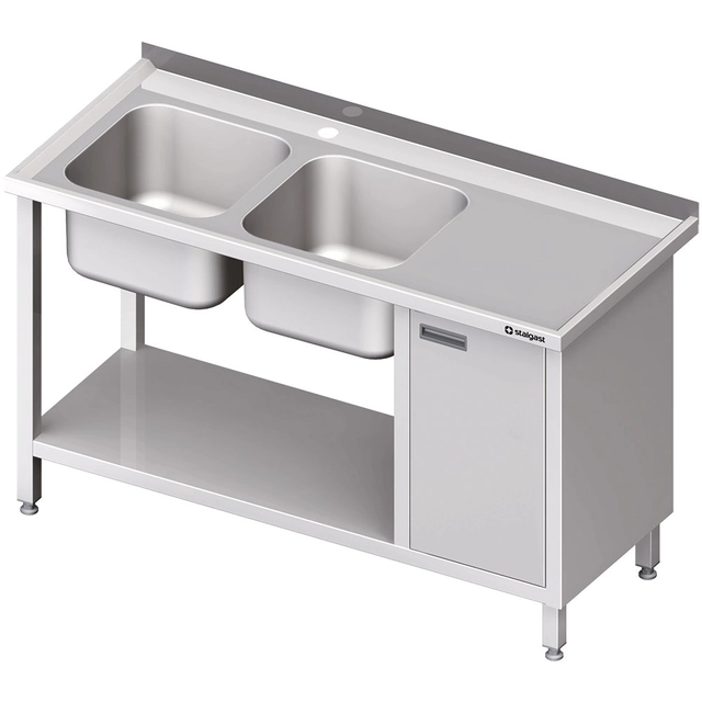 Table with sink 2-kom (L) with cabinet + shelf 140x60 | Stalgast