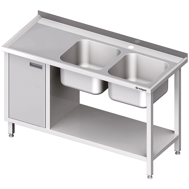 Table with sink 2-kom (P) with cabinet + shelf 140x70 | Stalgast