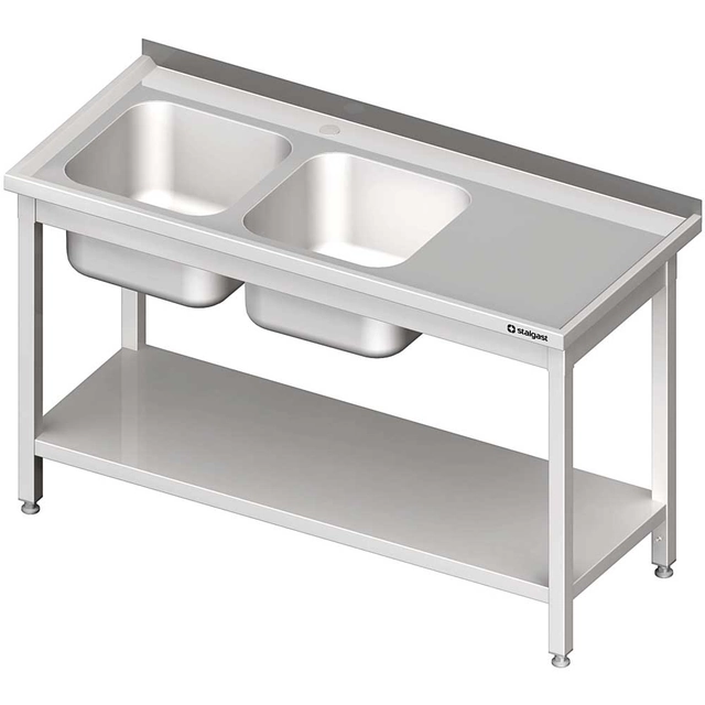 Table with sink 2-kom.(L), with shelf 1200x700x850 mm welded