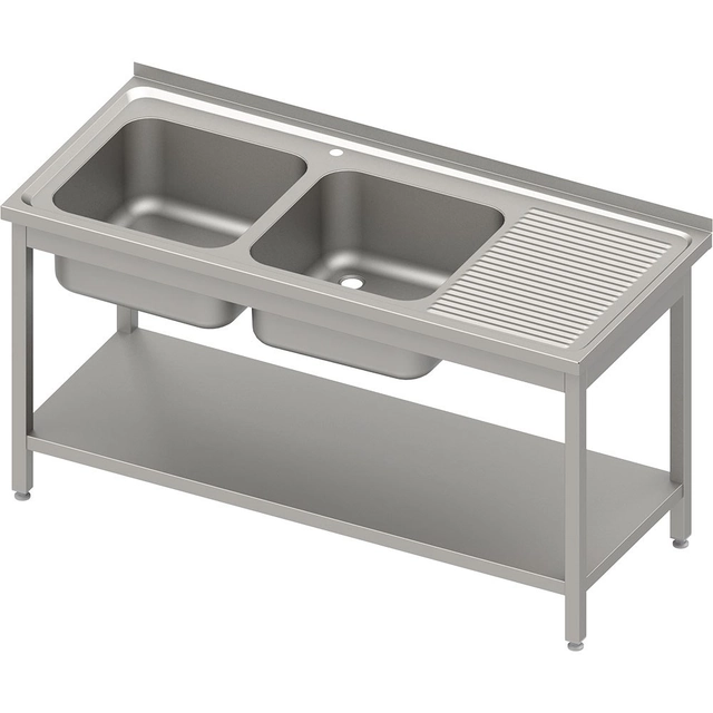 Table with sink 2-kom.(L) with shelf 140x70x85, embossed top | Stalgast