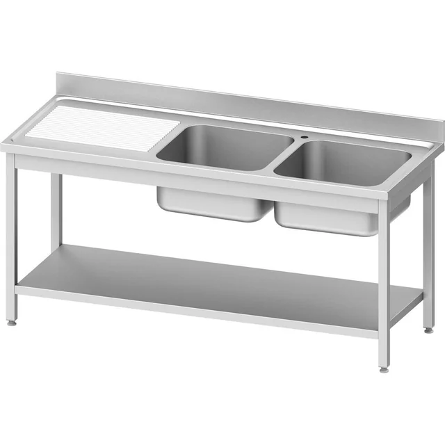 Table with sink 2-komorowy (P) with shelf 140x60x85 Stalgast 954596140