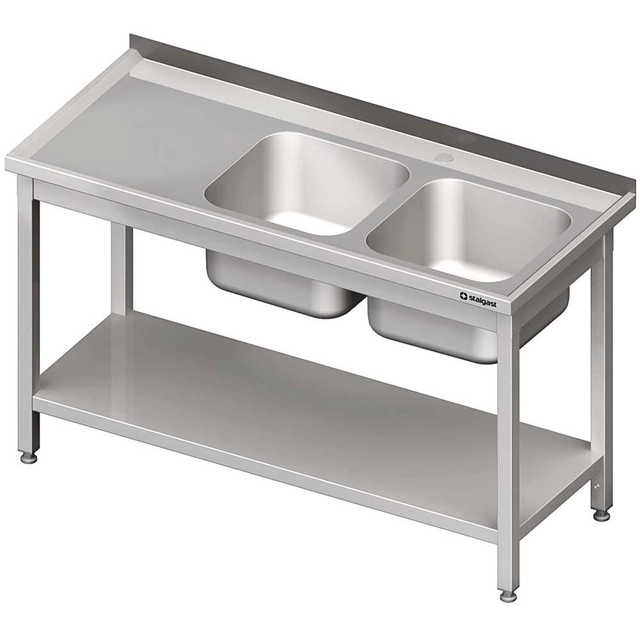 Table with sink 2-kom.(P), with shelf 1300x600x850 mm welded
