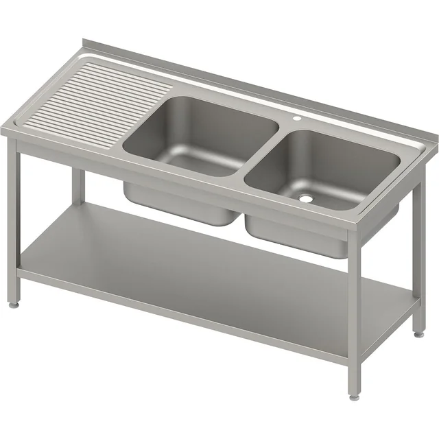 Table with sink 2-kom.(P) with shelf 140x60x85, embossed top | Stalgast