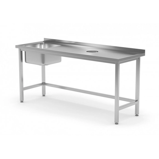 Table with sink and waste opening - compartment on the left 1100 x 700 x 850 mm POLGAST 236117-L 236117-L