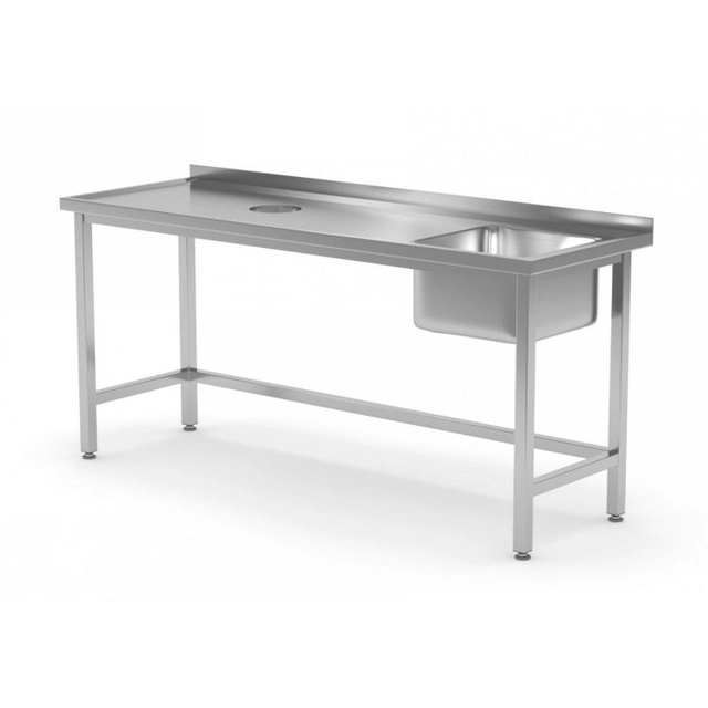 Table with sink and waste opening - compartment on the right 1400 x 700 x 850 mm POLGAST 236147-P 236147-P