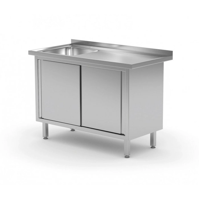 Table with sink, cabinet with sliding doors - compartment on the left side 800 x 600 x 850 mm POLGAST 217086-L 217086-L