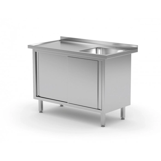 Table with sink, cabinet with sliding doors - compartment on the right 800 x 600 x 850 mm POLGAST 217086-P 217086-P