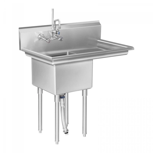 Table with sink - compartment - shelf ROYAL CATERING 10010411 RCHS-6