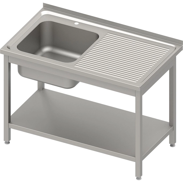 Table with sink (L) with shelf 100x70x85, embossed top | Stalgast