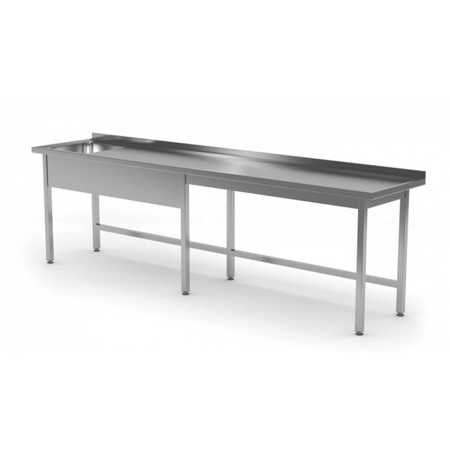 Table with sink without shelf - compartment on the left 2300 x 600 x 850 mm POLGAST 211236-6-L 211236-6-L