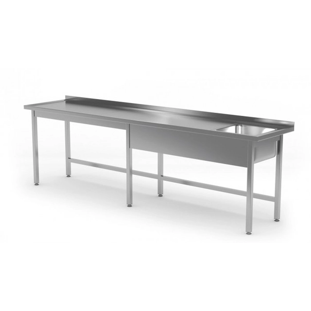 Table with sink without shelf - compartment on the right 2600 x 600 x 850 mm POLGAST 211266-6-P 211266-6-P