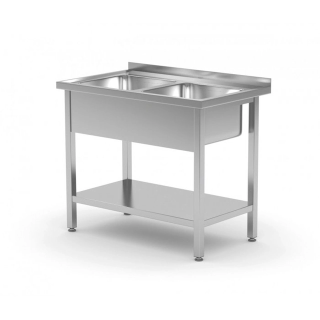 Table with two sinks and a shelf 1000 x 600 x 850 mm POLGAST 222106 222106