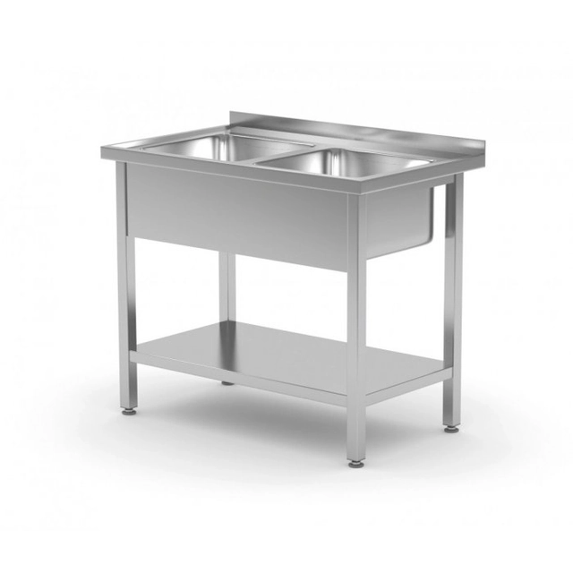 Table with two sinks and a shelf 1000 x 700 x 850 mm POLGAST 222107 222107