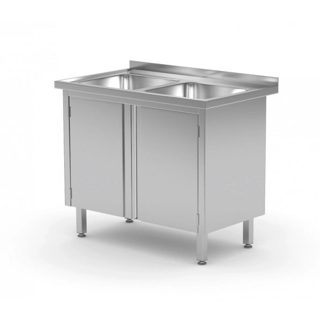 Table with two sinks, cabinet with hinged doors 1000 x 700 x 850 mm POLGAST 228107 228107