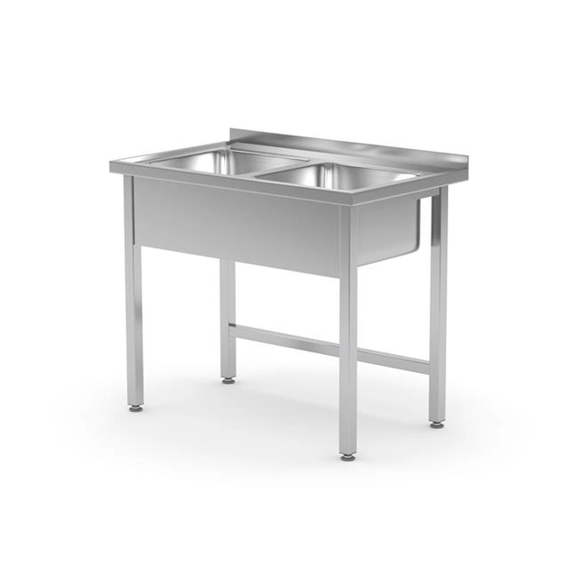 Table with two sinks without a shelf - welded, dimensions 1000x600x850 mm