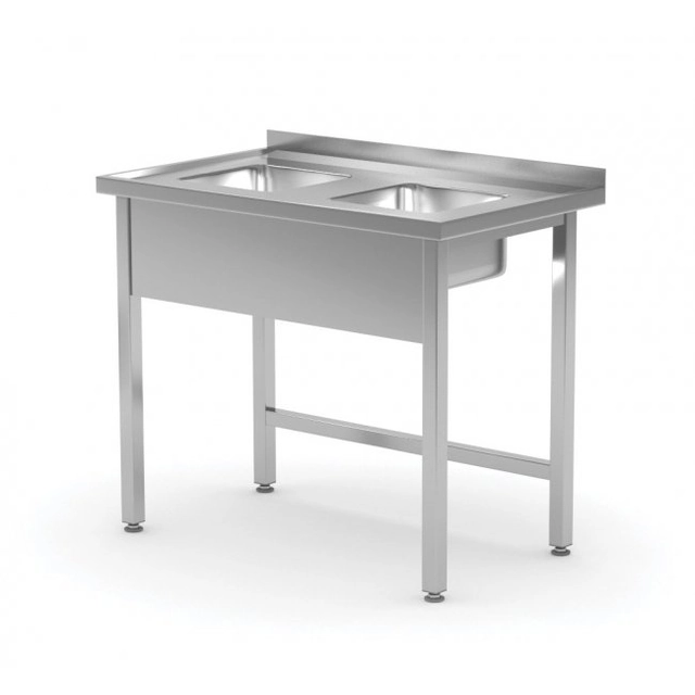 Table with two small sinks without shelf 800 x 600 x 850 mm POLGAST 221086-MK 221086-MK