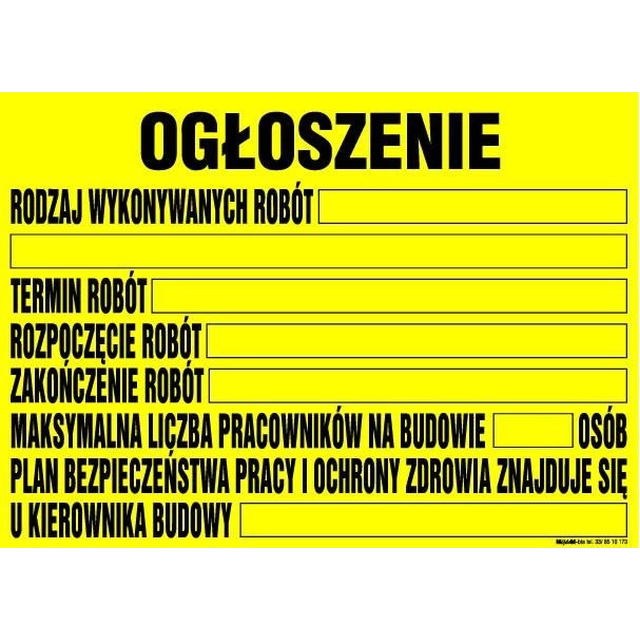 Tablica Ogłoszenie (plan BIOZ)