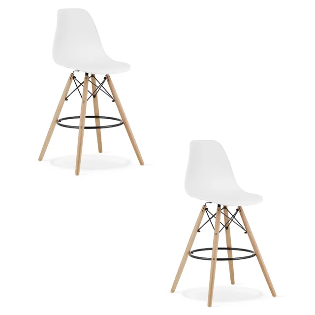 Tabouret LAMAL blanc / pieds naturels x 2