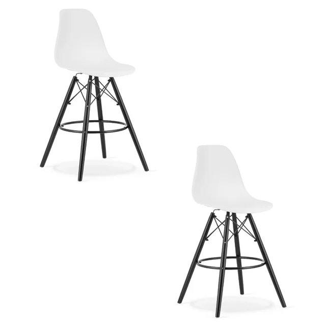 Tabouret LAMAL blanc / pieds noirs x 2