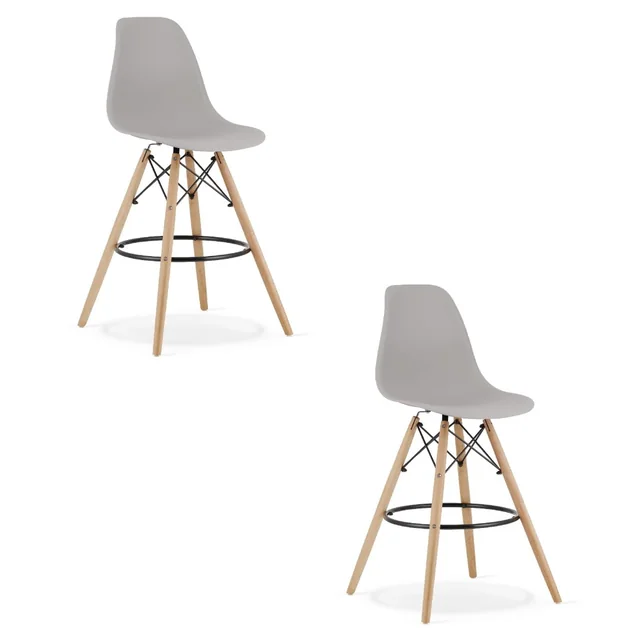 Tabouret LAMAL gris / pieds naturels x 2