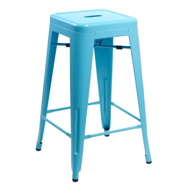 Tabouret Paris 66cm bleu inspiré de Tolix