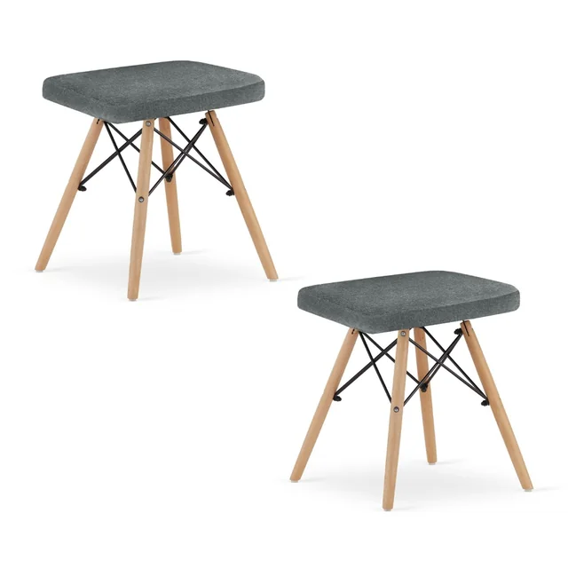 Tabouret WERK - matière grise / pieds naturels x 2