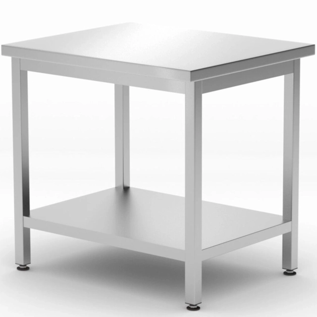 Tafel, centraal werkblad met plank Budget Line 800 X 600 X 850 mm - Hendi 817100